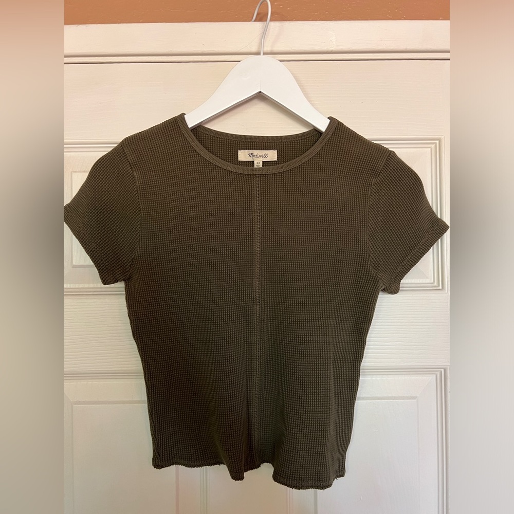 Green madewell short sleeve cotton crop top XS